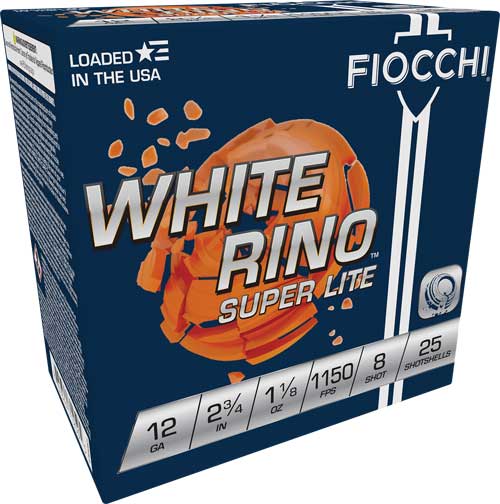Fiocchi White Rhino 12 Gauge 2-3/4 Inch 1-1/8oz Number 8 Shot 1150 FPS Shotgun Ammunition
