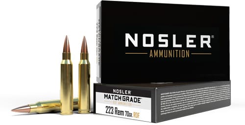 Nosler Match Grade 223 Remington 70 Grain Reduced Drag Factor Boat Tail Hollow Point Ammunition