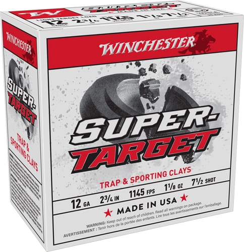 Winchester Target 12 Gauge 2-3/4 Inch 1-1/8oz Number 7.5 Shot 250 Round Case Ammunition