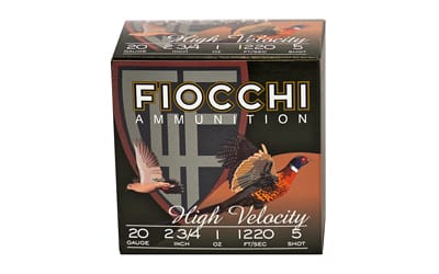 Fiocchi Lead Hunting 20 Gauge Number 5 Shot 25 Round Shotgun Ammunition