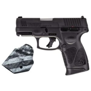 Taurus G3C Handgun 9mm Luger 12rd Magazines(2) 3.2" Barrel Black Slide/Black Grip with MFT Black/White Flag Holster