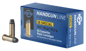 PPU .38 SPECIAL SW 158GR 50RD BOX 10 BOXES PER CASE