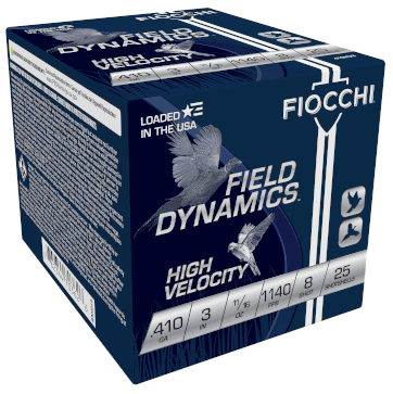 Fiocchi HV Lead 410 Bore 3 Inch Number 8 Shot 25 Round Shotgun Ammunition