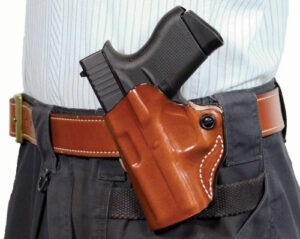 DESANTIS MINI SCABBARD HOLSTER - LH OWB LEATHER SIG P365 TAN