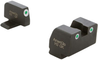 AmeriGlo XD181 Optic Compatible Sight Set for Springfield Armory XD  Green Tritium White Outline Front Sight-Green Tritium White Outline Rear Sight