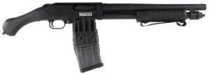 Mossberg 50208 590M Shockwave 12 Gauge 10+1 Mag-Fed 2.75" 15" Heavy Barrel, Blued Metal Finish, Drilled & Tapped Receiver, Corncob Forend w/Strap, Raptor Birdshead Grip Stock