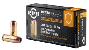 PPU Defense 40 S&W 180 Grain Jacketed Hollow Point Ammunition