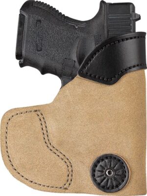 DESANTIS POCKET TUK HOLSTR RH - IWB/POCKET LTHER GLK 26 SUEDE
