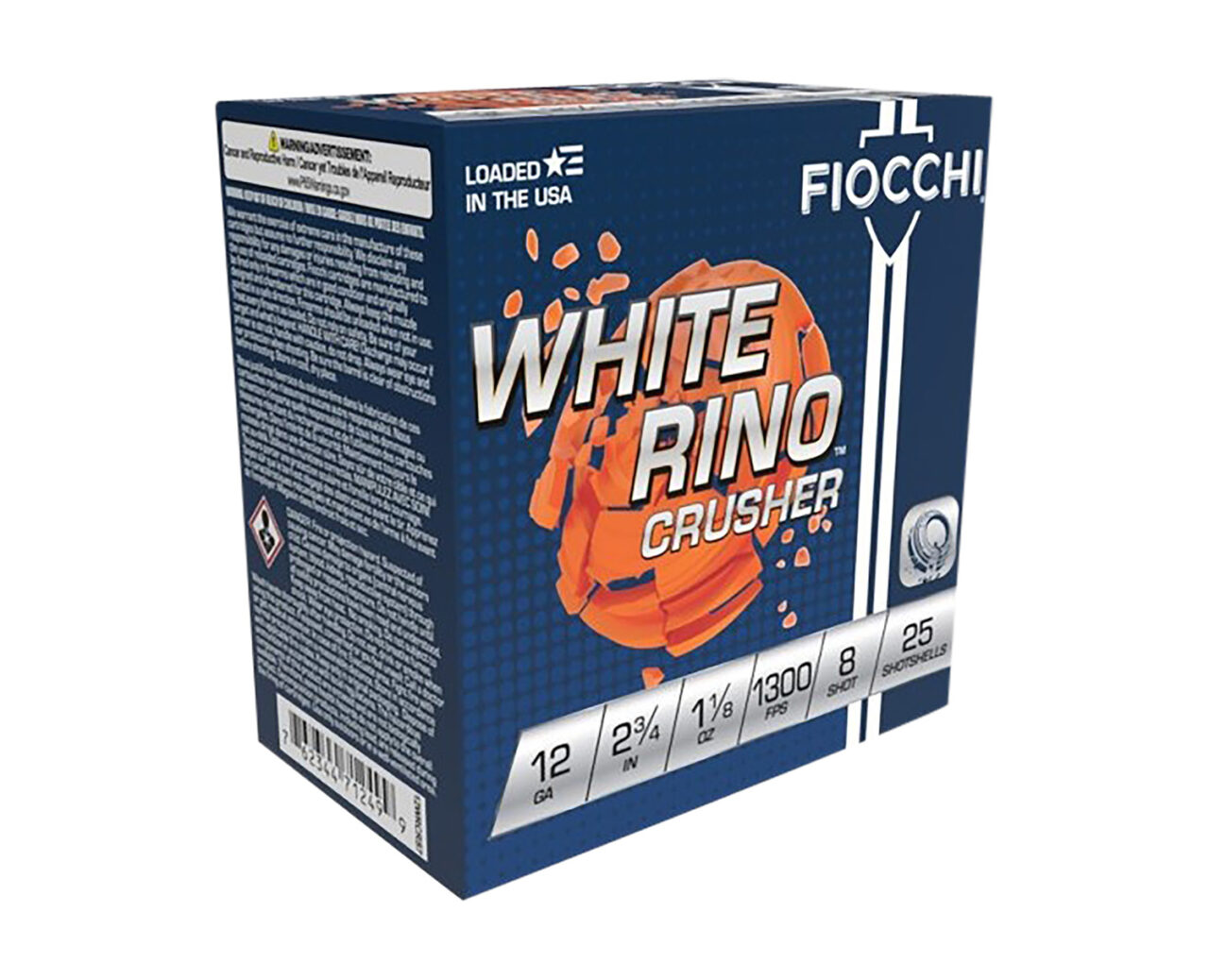 Fiocchi Exacta Target White Rino Crusher 12 Gauge 2.75" 1 Fiocchi 12WRCRS8 Exacta Target White Rino Crusher 12Gauge 2.75" 1 1/8oz 8Shot 25 Per Box/10 Case