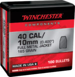 Winchester 40 S&W 165 Grain Full Metal Jacket Truncated Cone Reloading Ammunition 100 Count