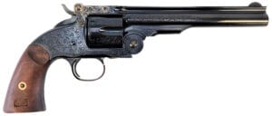 Taylors and Company Schofield Top Break 45 Long Colt 7 Inch 6 Round Blued Engraved Revolver