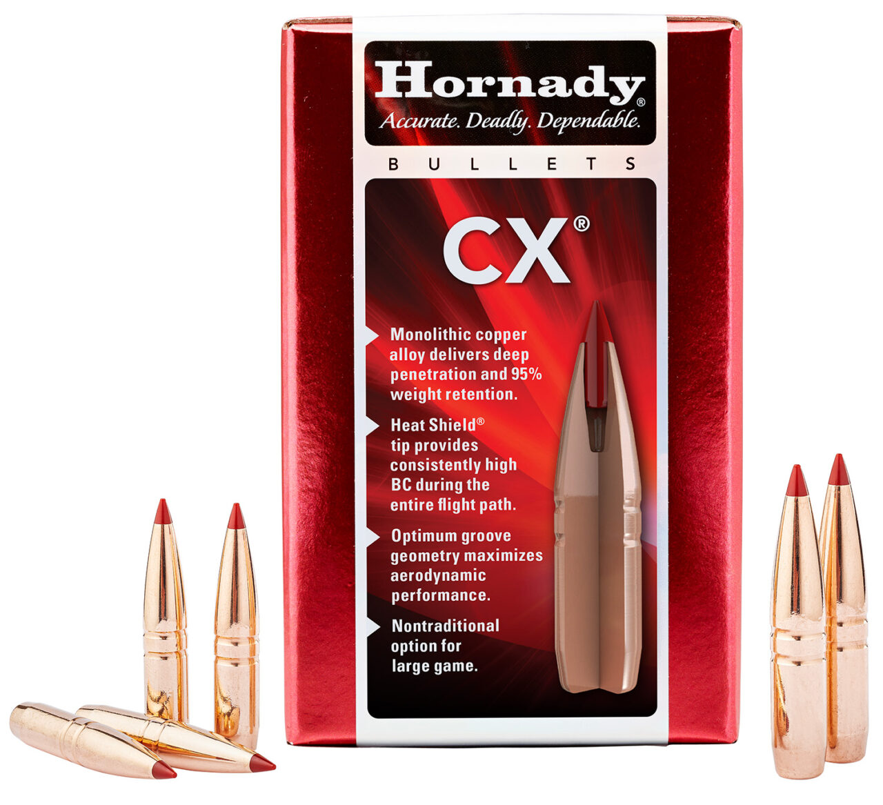 Hornady CX 338 Caliber 225 Grain Copper Solid Rifle Ammunition 1 Hornady CX 338 Caliber 225 Grain Copper Solid Rifle Ammunition