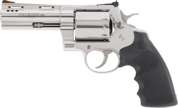 Colt Mfg KODIAKSP4RTS Kodiak  44 Mag 6rd 4.25" Polished Ported Vent Rib Barrel & Cylinder, Recessed Target Crown Muzzle, Polished Stainless Steel Frame, Black Hogue Overmolded Grip, Exposed Hammer