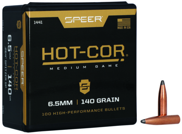Speer 1441 Hot-Cor  264Cal 140gr Spitzer Soft Point 100 Per Box/5 Case
