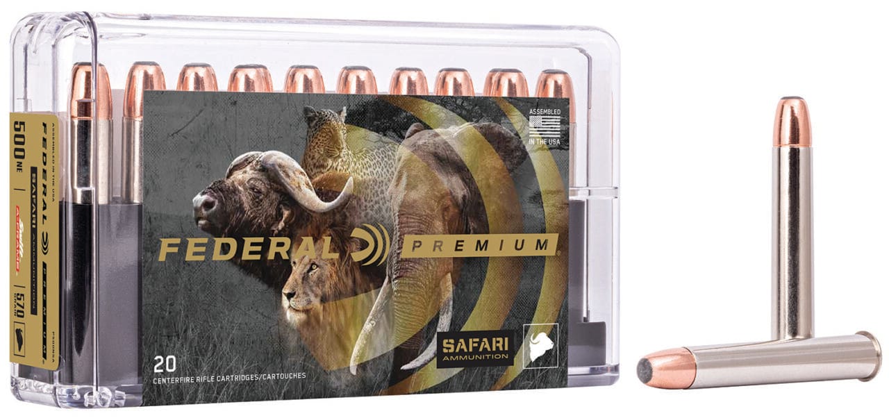 Federal Premium Safari Cape-Shok 500 Nitro Express 570 Grain Swift A-Frame Ammunition 1 Federal Premium Safari Cape-Shok 500 Nitro Express 570 Grain Swift A-Frame Ammunition