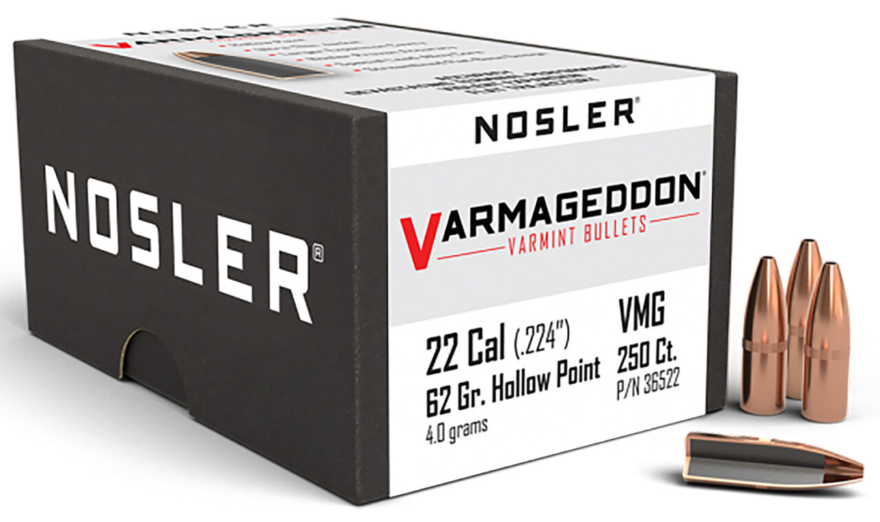 Nosler Varmageddon 22 Caliber 62 Grain Hollow Point Ammunition 250 Round Box 1 Nosler Varmageddon 22 Caliber 62 Grain Hollow Point Ammunition 250 Round Box