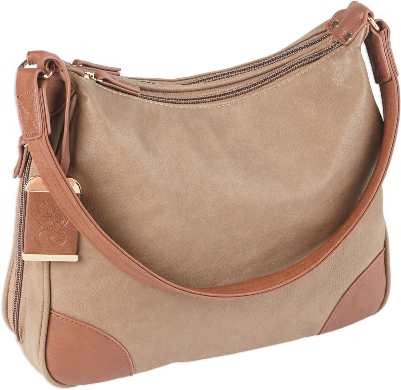 Bulldog BDP014 Hobo Purse w/Holster Taupe w/Tan Trim Leather for Small Autos & Revolvers Ambidextrous Hand 1 Bulldog BDP014 Hobo Purse w/Holster Taupe w/Tan Trim Leather for Small Autos & Revolvers Ambidextrous Hand