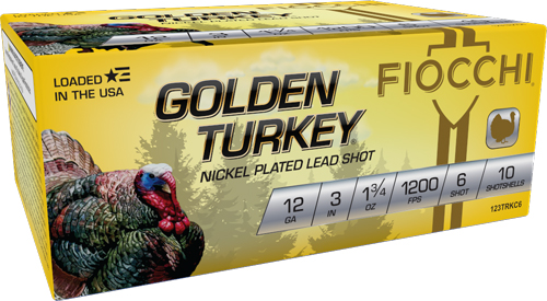 Fiocchi Golden Turkey 12 Gauge 3 Inch 1-3/4oz Number 6 10 Round Shotgun Ammunition