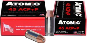 ATOMIC 45 ACP +P 185GR BONDED - JHP 20RD 10BX/CS