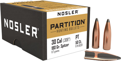 Nosler 30 Caliber 180 Grain Partition Rifle Bullets