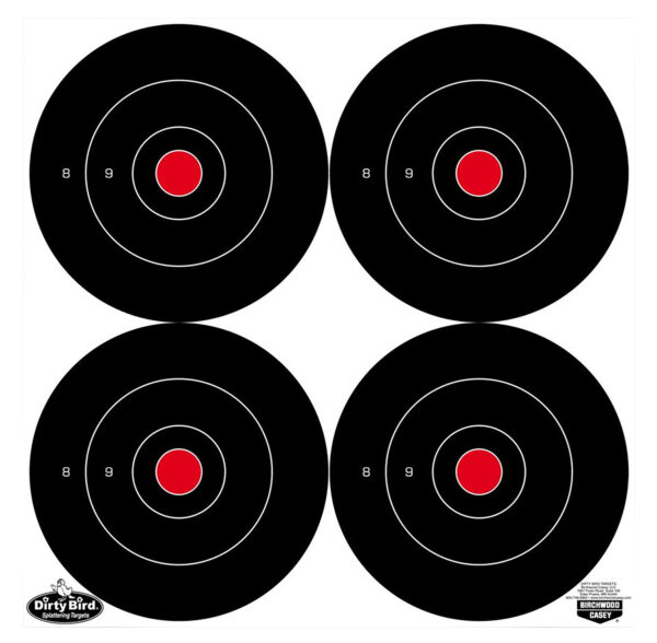 Birchwood Casey 35570 Dirty Bird  6" Bullseye Tagboard Hanging Black/White 100 Per Pkg