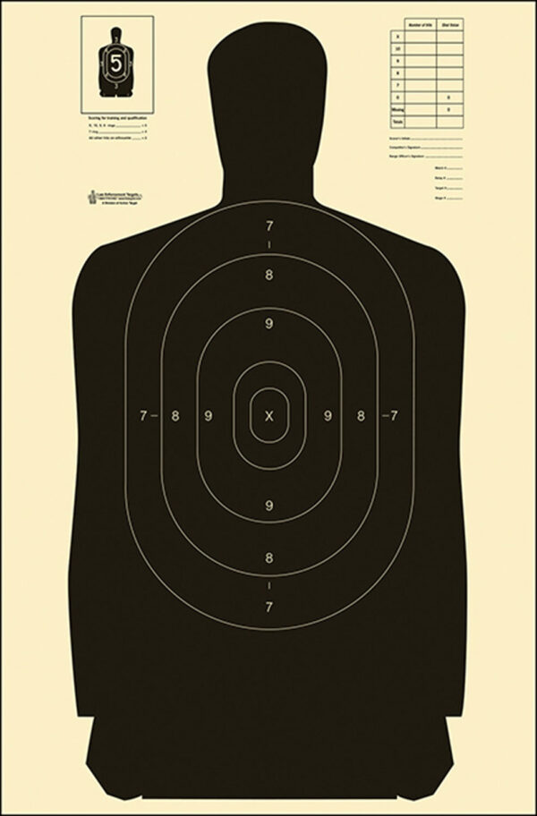 Action Target B27SBLACK100 Qualification Standard Silhouette Heavy Paper Hanging Black/White 100 Per Box