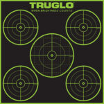 TruGlo TG11A12 Tru-See 5-Bull Target Self-Adhesive Heavy Paper Black/Green 12"x12" 5-Bullseye 12 Pack