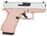 Glock UX4350204RGFCSS G43  Sub-Compact Frame 9mm Luger 10+1 3.41" Black GMB Barrel, Crushed Silver Serrated Steel Slide, Rose Gold Polymer Frame w/Beavertail, Textured Polymer Grip, Ambidextrous