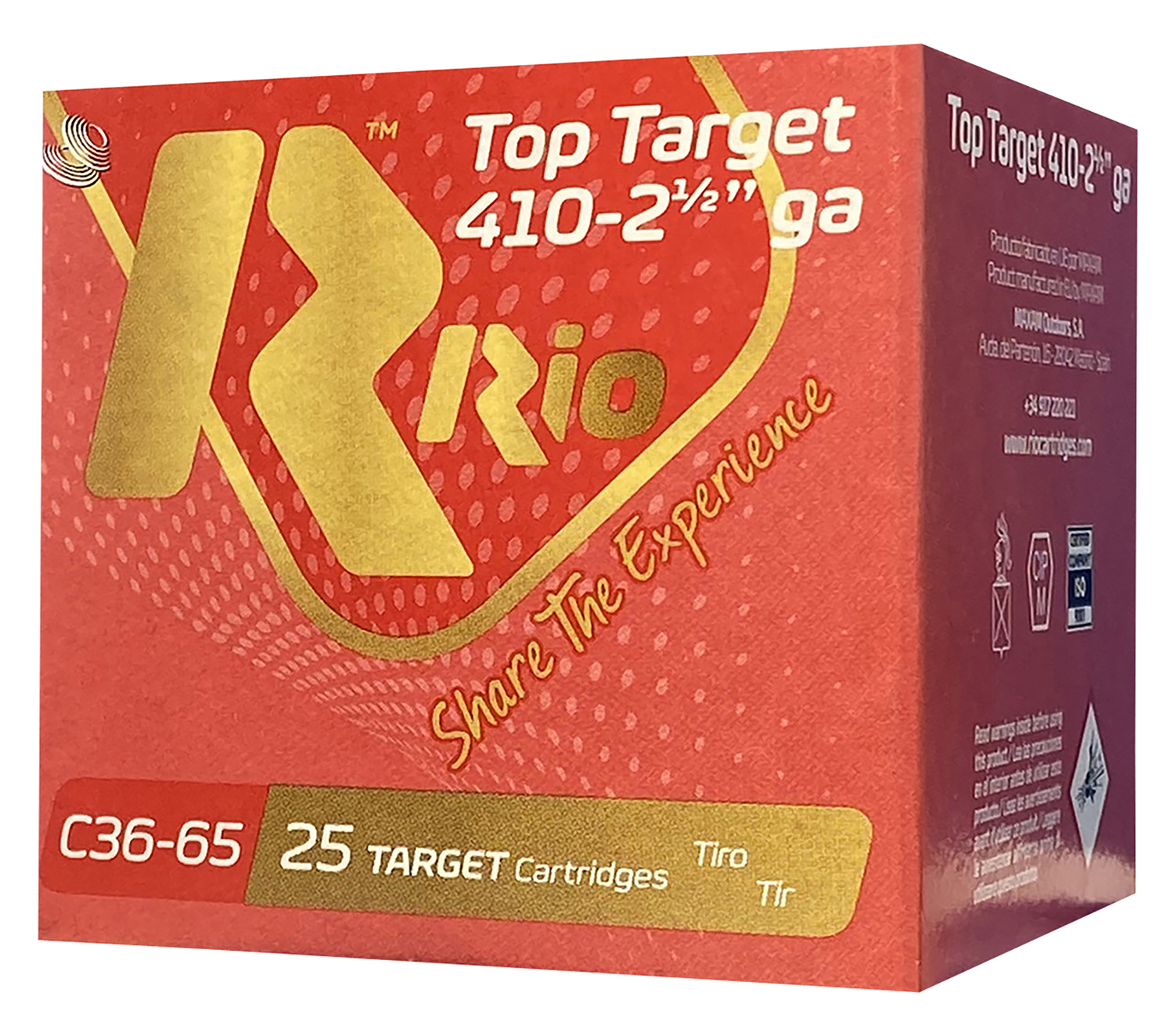 Rio Ammunition RC369 Top Target 410Gauge 2.50" 9Shot 25 Per Box/10 Case 1 Rio Ammunition RC369 Top Target 410Gauge 2.50" 9Shot 25 Per Box/10 Case