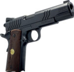 Dickinson LLC DCKSN9BS 1911 Adam 9mm Luger 8+1 4.37" Black Steel Barrel, Shiny Black Serrated Aluminum Slide & Steel Frame, Wood Grip