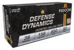 Fiocchi 38B Defense Dynamics  38Special 158gr Jacketed Hollow Point 50 Per Box/20 Case