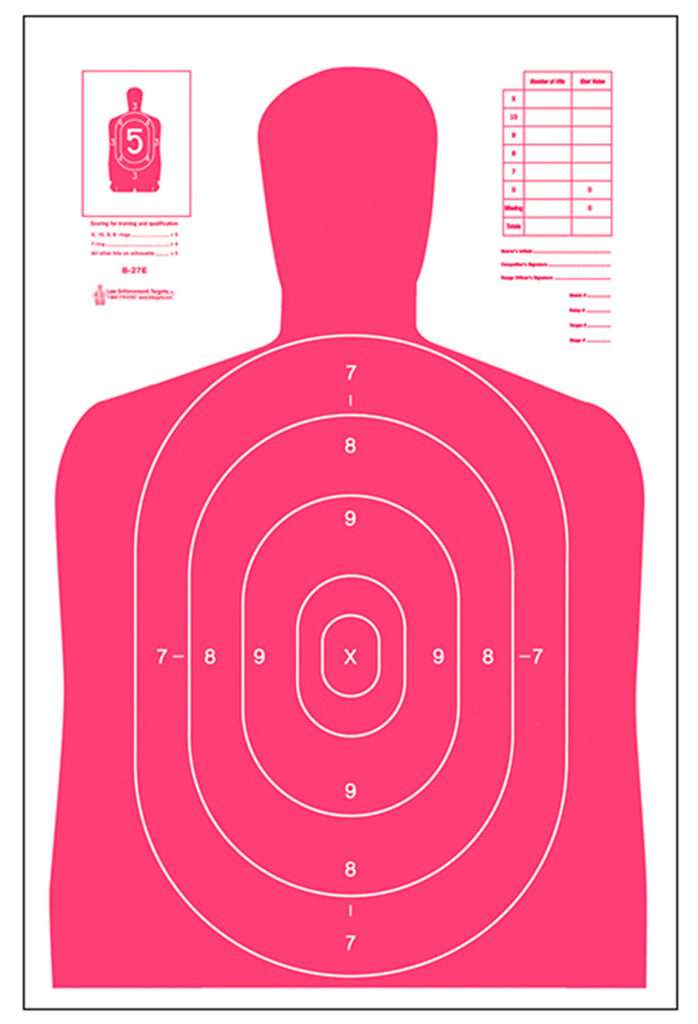 Action Target B27ERD100 Qualification High Visibility Fluorescent Silhouette Paper 23" x 35" Red/White 100 Per Box
