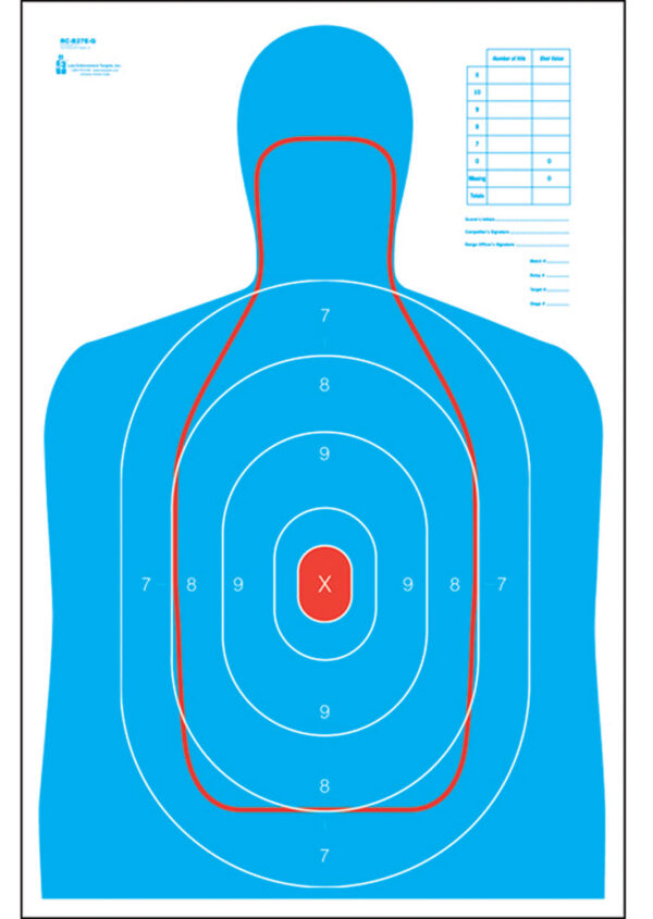 Action Target RCB27EQ100 Qualification B-27E & FBI Q Combo Silhouette Hanging Paper 23" x 35" Blue/White 100 Per Box