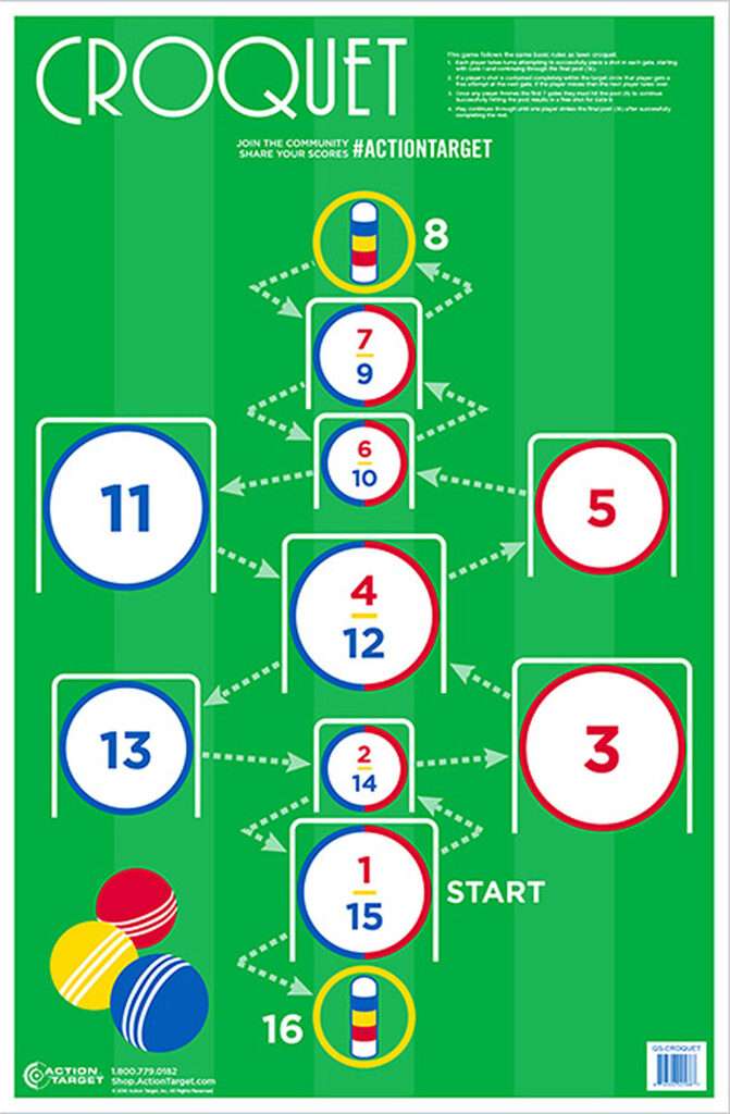 Action Target GSCROQUET100 Entertainment Croquet Paper Hanging 23" x 35" Multi-Color 100 Per Box