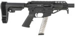 Freedom Ordnance FX9P4S FX-9  9mm Luger 31+1 4" Black Nitride Barrel w/Faux Suppressor, Black Hard Coat Anodized Aluminum Receiver, SB Tactical SBA3 Pistol Brace Stock, Black Polymer Grip