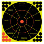 Birchwood Casey 34075 Shoot-N-C Reactive Target Self-Adhesive Paper Black/Yellow/Red 12" Bullseye 50 Pack *Worn, Damaged Pkg/Bagged