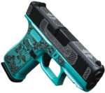 Glock UX4350204FRGLTB G43X  Sub-Compact Frame 9mm 10+1 3.41" Black GMB Barrel Black w/White Scroll Cerakote Serrated Steel Slide, Tiffany Blue Lace w/Rose Cerakote Polymer Frame & Grip