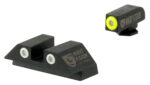 Night Fision GLK001003YGW Tritium Night Sights For Glock  Green Tritium Yellow Outline Front Sight- Green Tritium White Outline Rear Sight Glock 17/17L/19/22