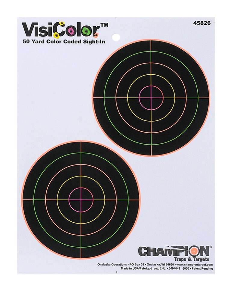 Champion Targets 45826 VisiColor 5" Double Bullseye Paper Self-Adhesive 8.50" x 11" Multi-Color 10 Pack