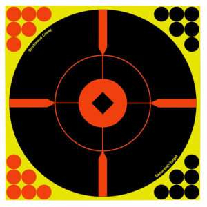 Birchwood Casey 34850 Shoot-N-C Reactive Target Self-Adhesive Paper Black/Yellow/Red 8" Bullseye BMW 50 Pack