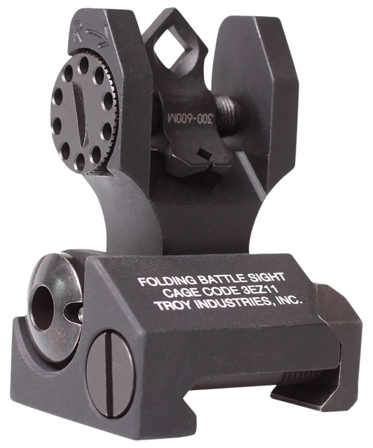 Troy Ind SSIGDOARFBT00 Rear Folding BatteleSight Dioptic Black Hardcoat Anodized for AR-15