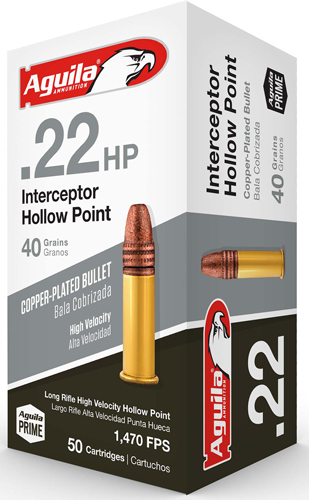 AGUILA INTERCEPTOR 22LR 40GR - LEAD-HP 1000RD CASE LOT 1 AGUILA INTERCEPTOR 22LR 40GR - LEAD-HP 1000RD CASE LOT