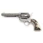 Taylor's 1873 Cattlebrand Engraved Stag Handgun .45 Colt 6rd Capacity 5.5" Barrel Engraved Silver with White