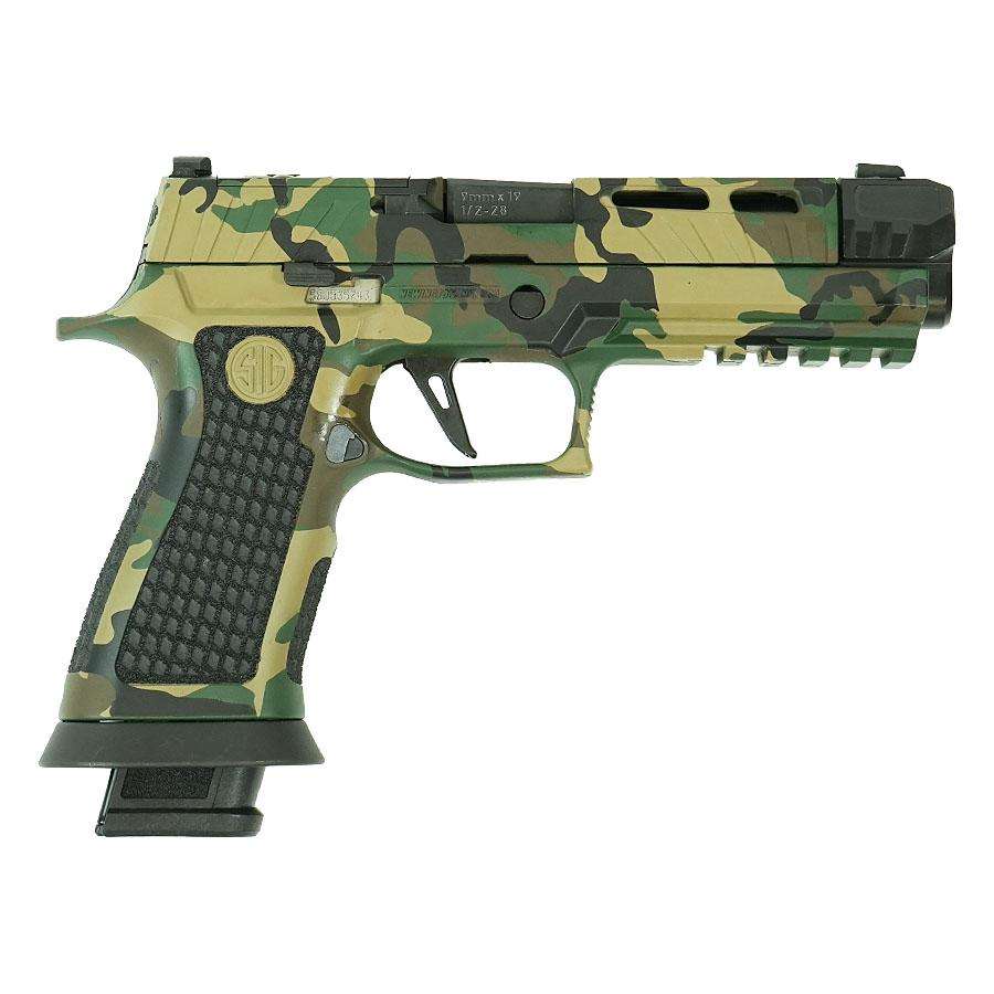 Sig Sauer P320 Spectre Comp 9mm Luger Woodland Camo Pistol 1 Sig Sauer P320 Spectre Comp Handgun 9mm Luger 21rd Magazines (2) 4.6" Barrel Woodland Camo SC81