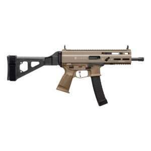 Grand Power Stribog SP9A3 Pistol - FDE | 9mm | 8" Threaded Barrel | 30rd | Folding SBT Brace