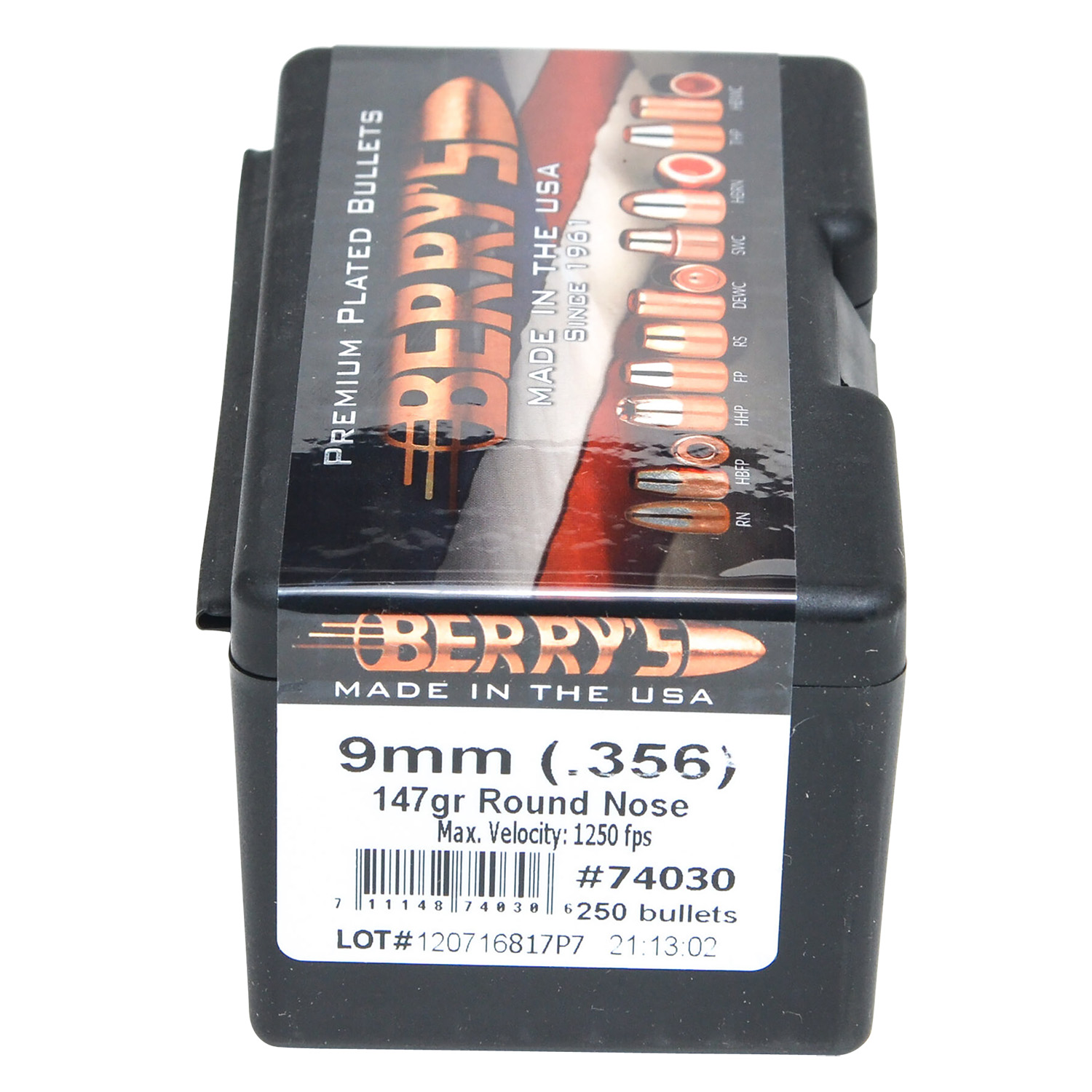 Berry's 74030 Superior Pistol 9mm/356 147gr Round Nose 250/Box 1 Berry's 74030 Superior Pistol 9mm/356 147gr Round Nose 250/Box