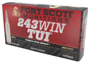 Fort Scott Munitions 243 Winchester 58 Grain Solid Copper Spun Rifle Ammunition