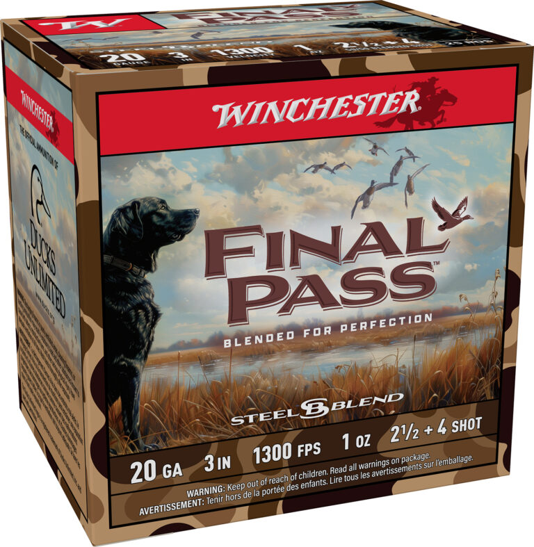 Winchester Final Pass 20 Gauge 3 Inch 1oz Number 2.5 and 4 Shot 25 Round Shotgun Ammunition