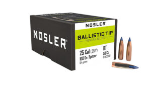 Nosler Ballistic Tip 25 Caliber 100 Grain Spitzer Reloading Bullet 50 Count