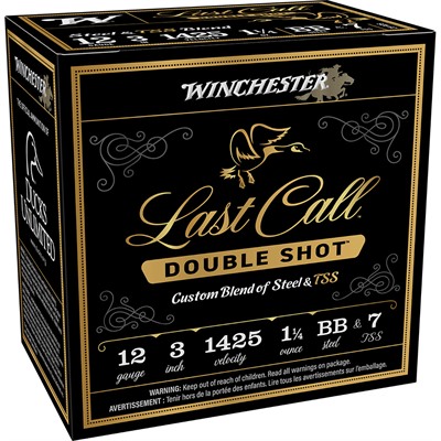 Winchester Last Call Double Shot 12 Gauge 3 Inch 1-1/4oz Number BB and Number 7 25 Round Shotgun Ammunition